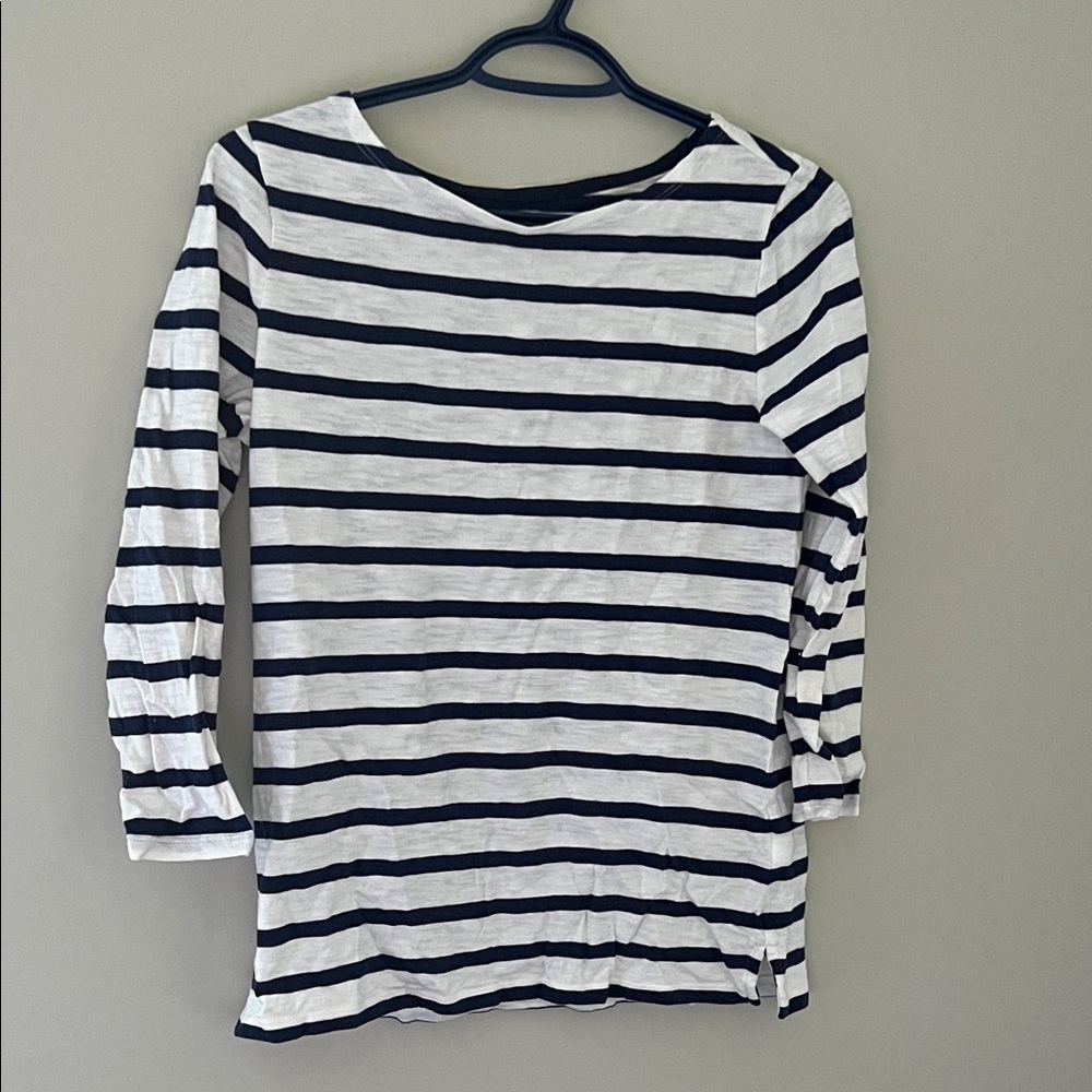 Old Navy White Navy Stripe Boat Neck Top Size Small